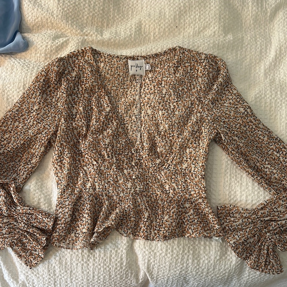 Princess Polly Brown Patterned Blouse - image 1